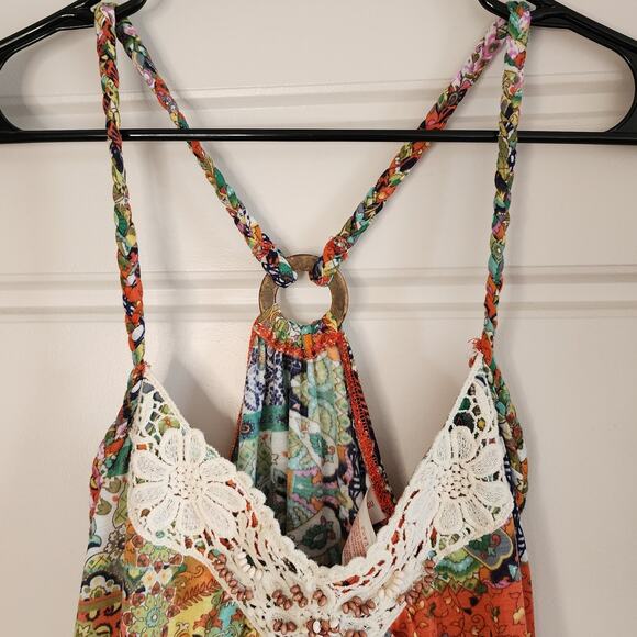Whimsical Boho-Chic Top Juniors Sz XL (15-17) Beaded Free Spirits Patchwork - Picture 2 of 16